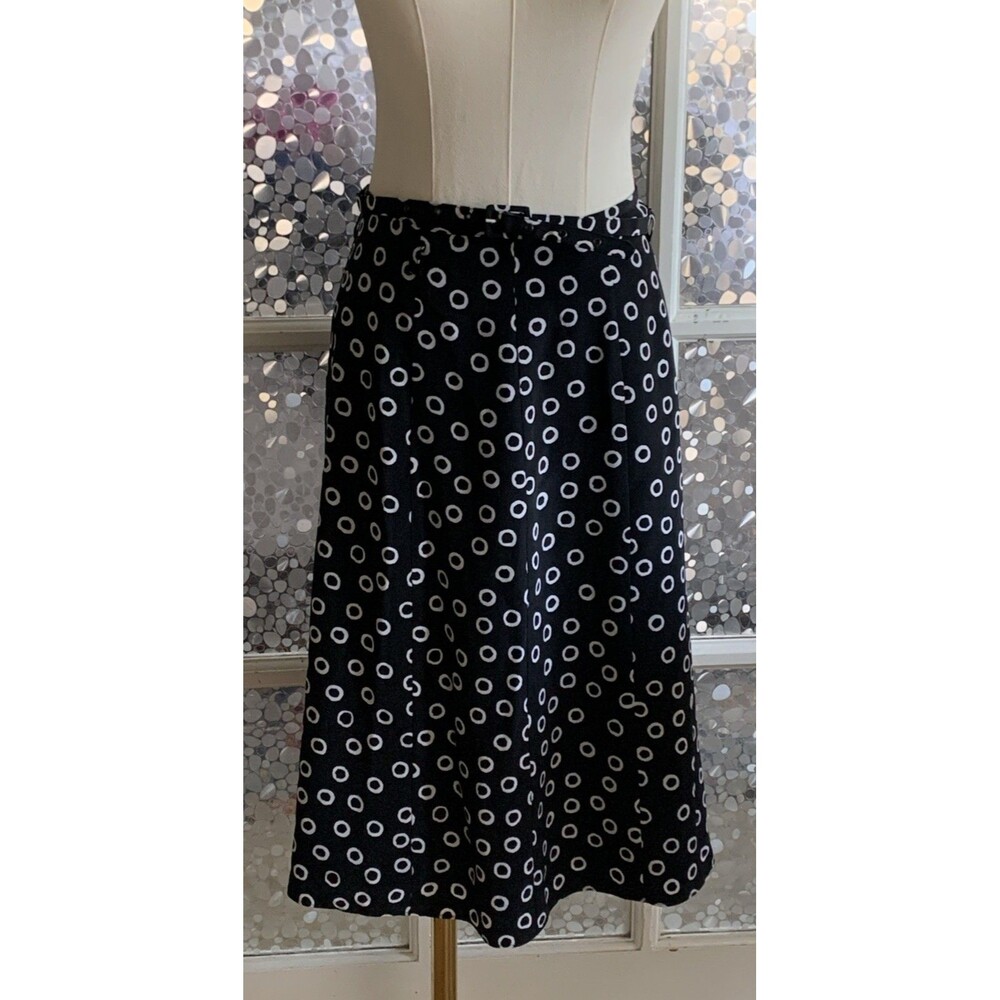 Pendleton Skirt Silk 2 Petite 2P Black White Mod Circles Matching Belt